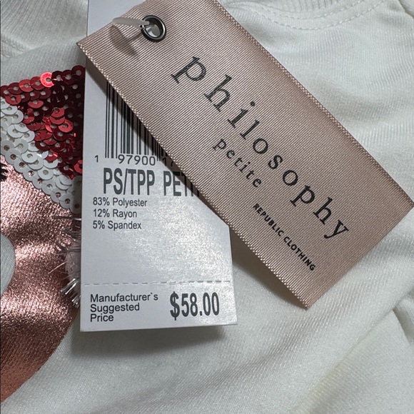 Philosophy long sleeve shirt flamingo in Santa outfit! NWT size petite small - Picture 10 of 10